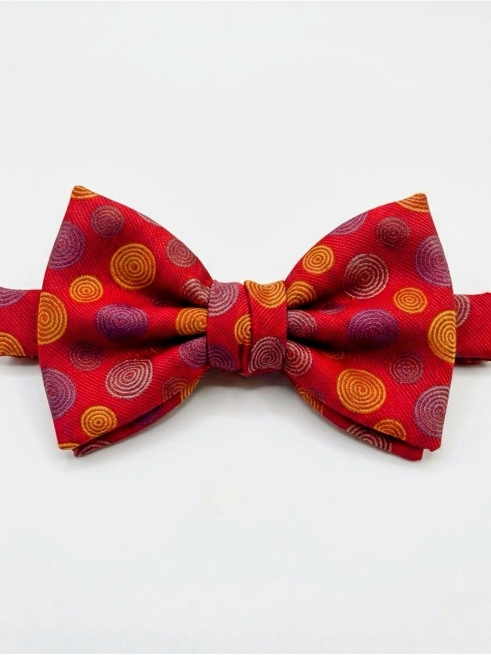 Robert Talbott 100% Silk Bow Tie Red Orange Purple Geometric Abstract